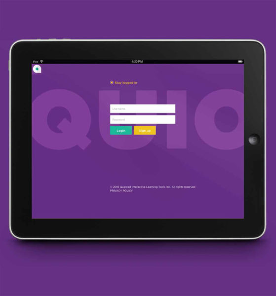 quio learning app on tablet